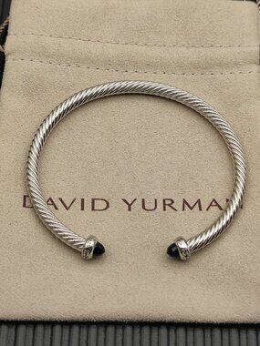 ◽️David Yurman◽️ Silver 4mm Black Diamond Bracelet with Diamonds